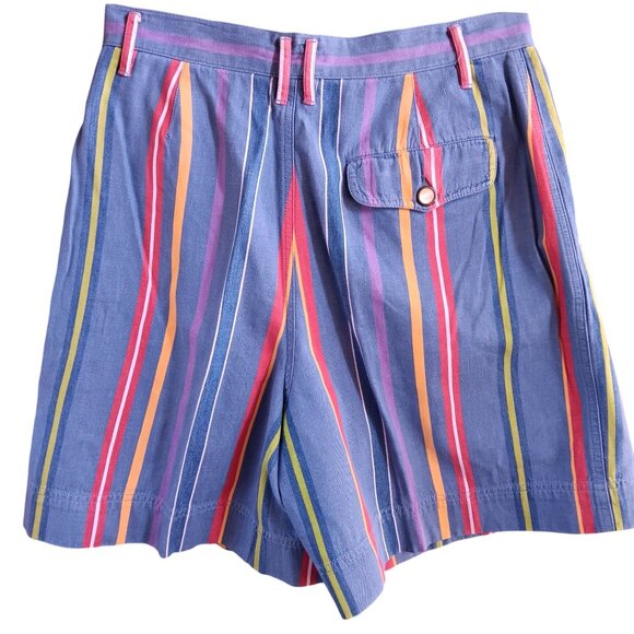 Vintage Women's Shorts 10 28" Lizwar Striped High-Waisted Mom Shorts 1990's - Picture 2 of 6